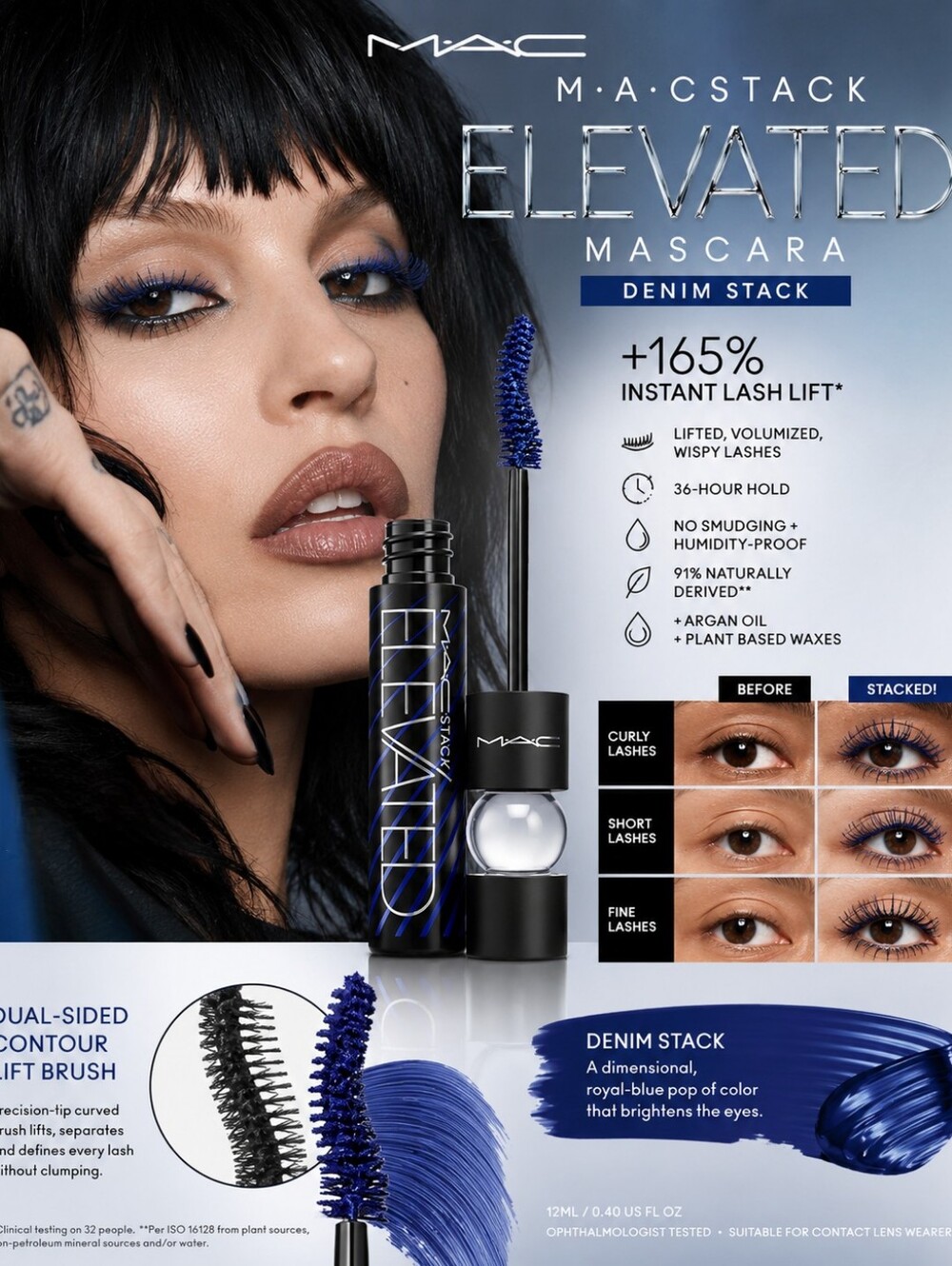 MACStack Elevated Mascara – Denim Stack (Blue) | Instant Lash Lift & Volume
